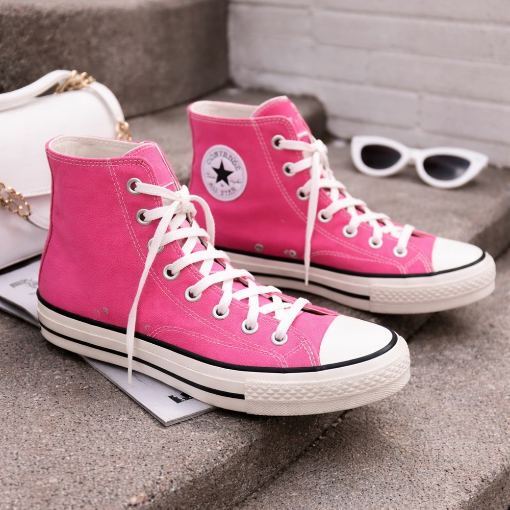 Converse Chuck Taylor High Top Hot Pink Canvas Sneakers Size 12 Barbiecore - Picture 12 of 13
